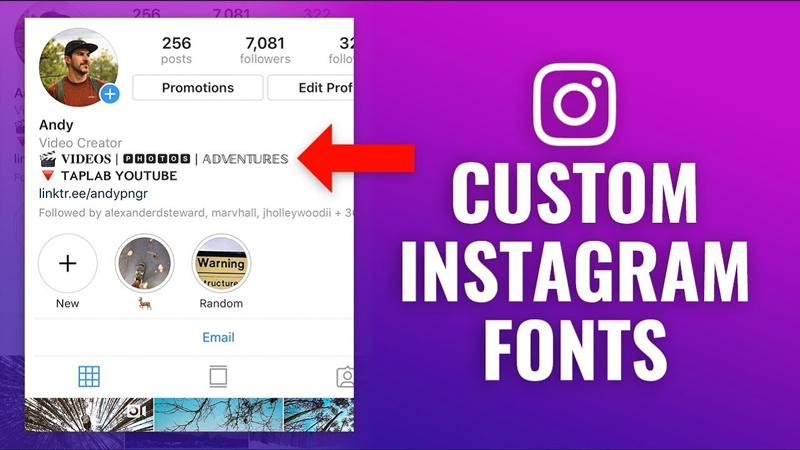 اضافه کردن فونت‌ به بیو اینستاگرام